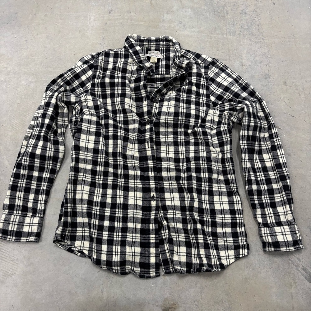 L.L. Bean Black and White Flannel Women's Small